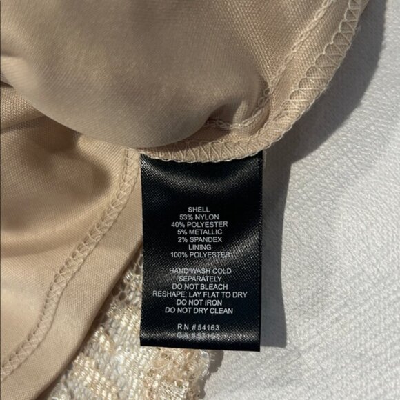 Jessica Howard size 12 shimmering Gold white lace, midi dress, Long Sleeve - Picture 5 of 6